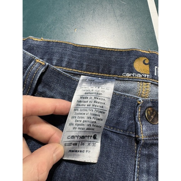 Carhartt Carpenter Jeans Men's 34x30 Relaxed Fit Dark Wash Denim Straight Leg - Picture 5 of 12